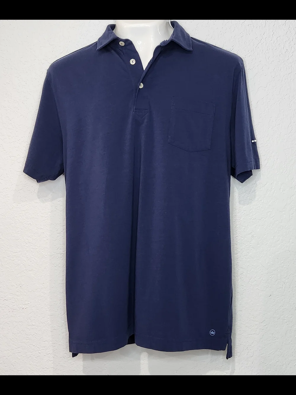 Peter Millar Navy Short-Sleeve Polo with Chest Pocket
